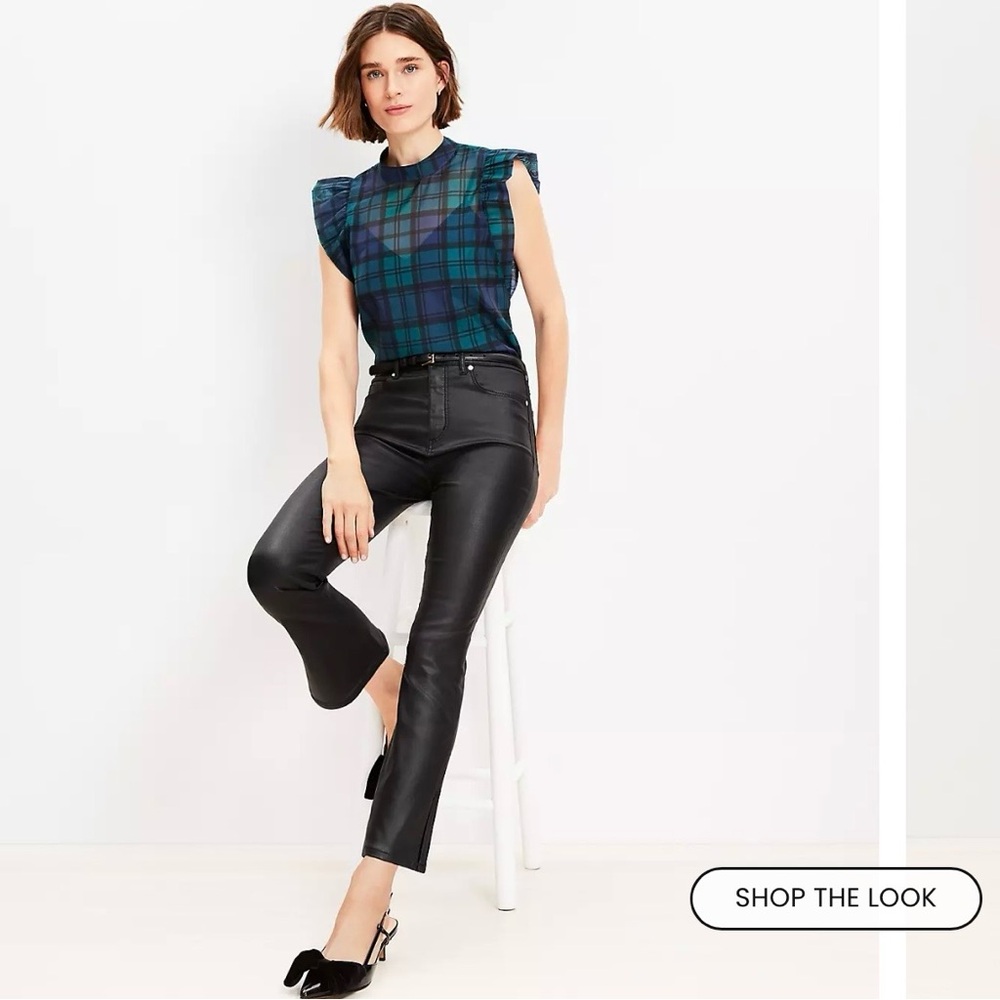 LOFT Coated Side Slit High Rise Kick Crop Jeans